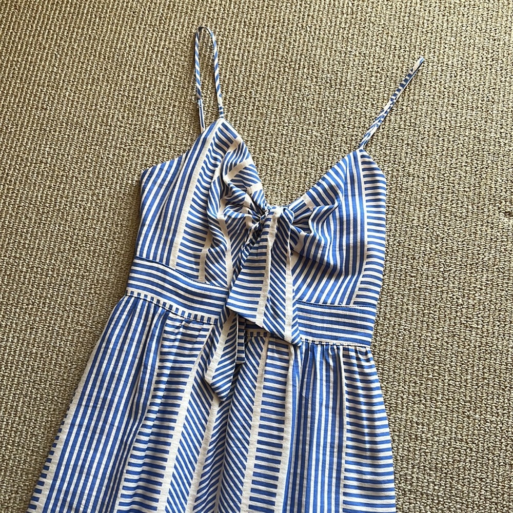 NWOT Lush World Wonder Blue Stripe Tie-front Midi Dress XS - Picture 5 of 11
